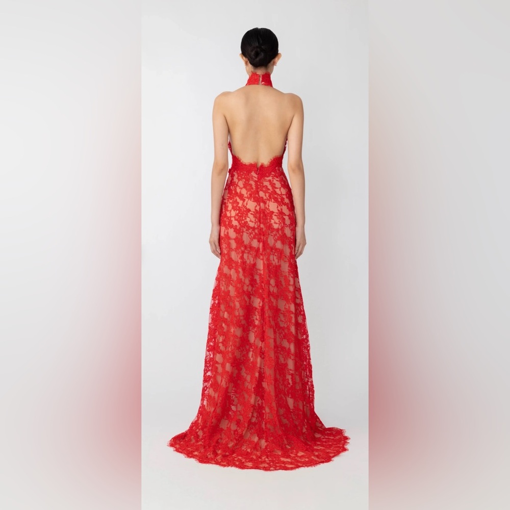 Chic Backless Reece Red Lace Dress - Picture 2 of 6